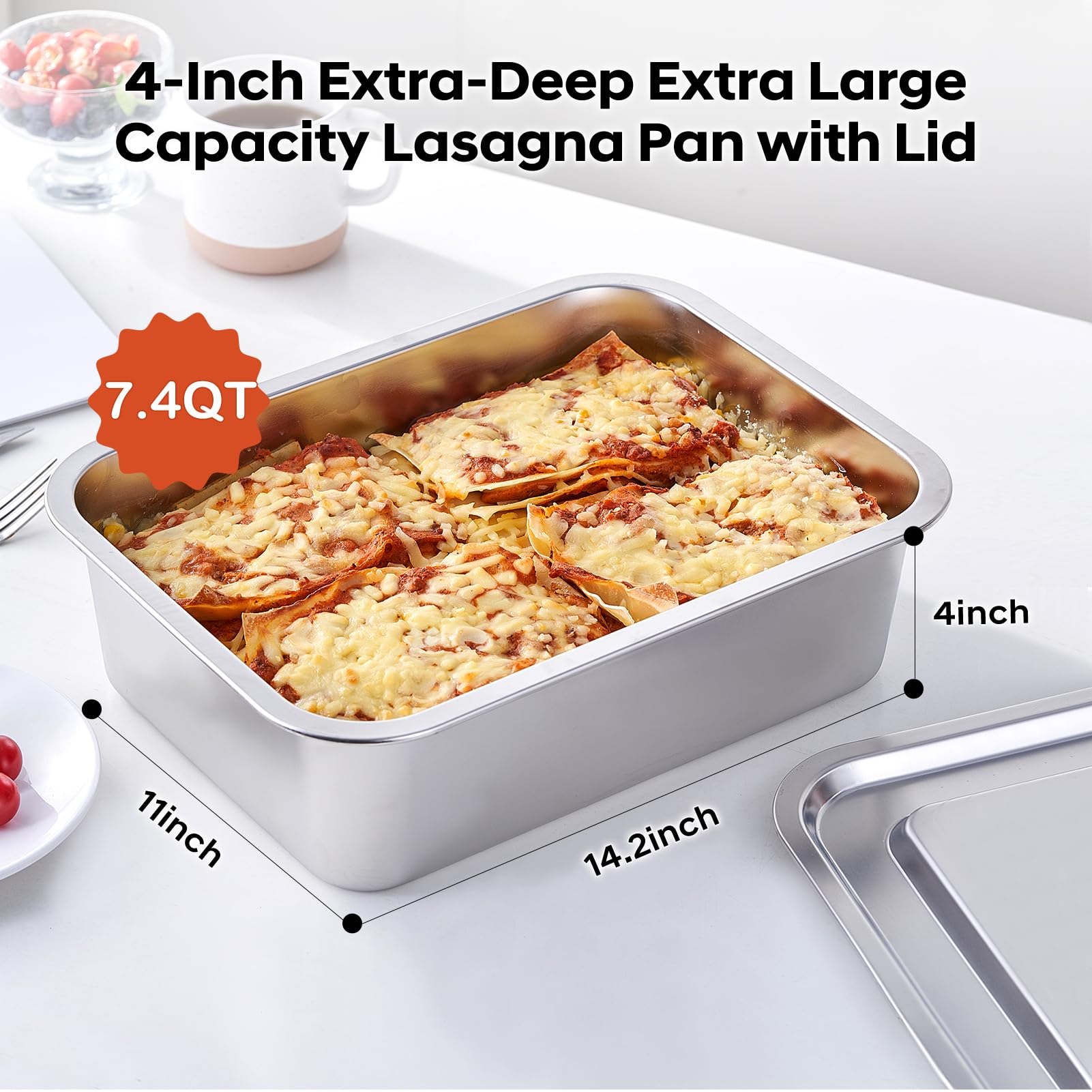 Deep Lasagna Pan with Lid - 2 Pack -2 Deep Lasagna Pan with Lid - 2 Pack -2