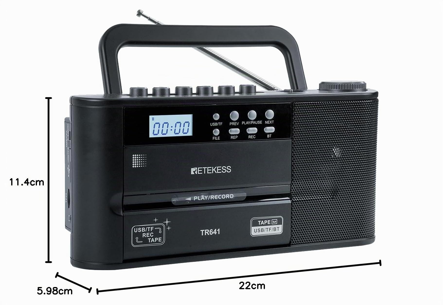 Retekess TR641 Poste Radio Cassette, Lecteur Cassette