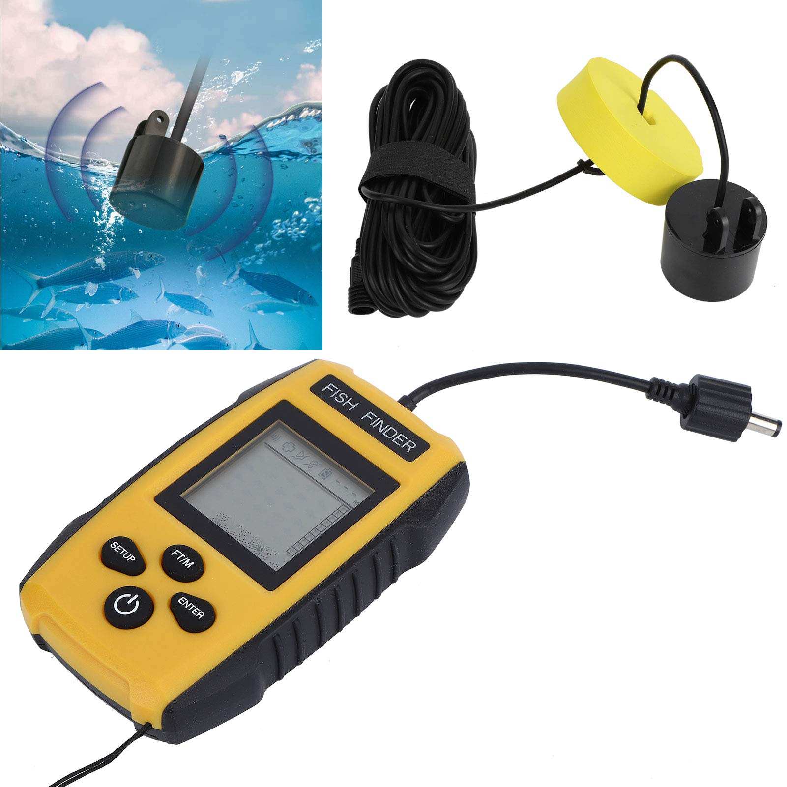 Alvinlite Ecoscandaglio Portatile Ecoscandaglio Portatile Attrezzatura da Pesca Ecoscandaglio per Pesca nell'oceano Pesca sul Ghiaccio Pesca sul Lago