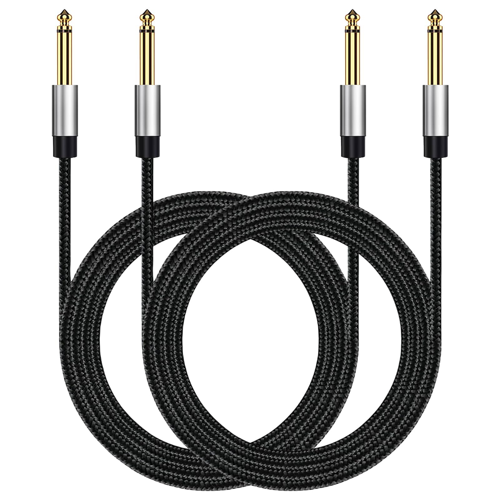 2 Pack Guitar Cables, 1/4 Inch Instrument Cable With 6.35mm Straight Ts Jack