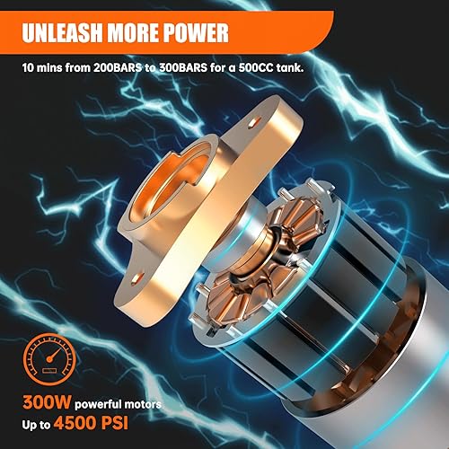 Miniatura 5 de TOAUTO Compresor de aire A1X PCP, 4500Psi 30Mpa, sin aguaaceite, arranque de un botón, disco de estallido, alimentado por automóvil 12 V CC o 110 V