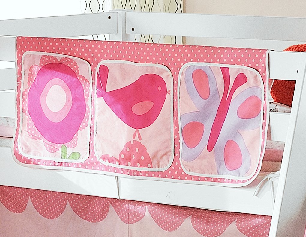 Noa And Nani White Northshore Bed Tidy, Pocket/Organiser For Cabin Beds/Bunks (Floral Bloom Design)
