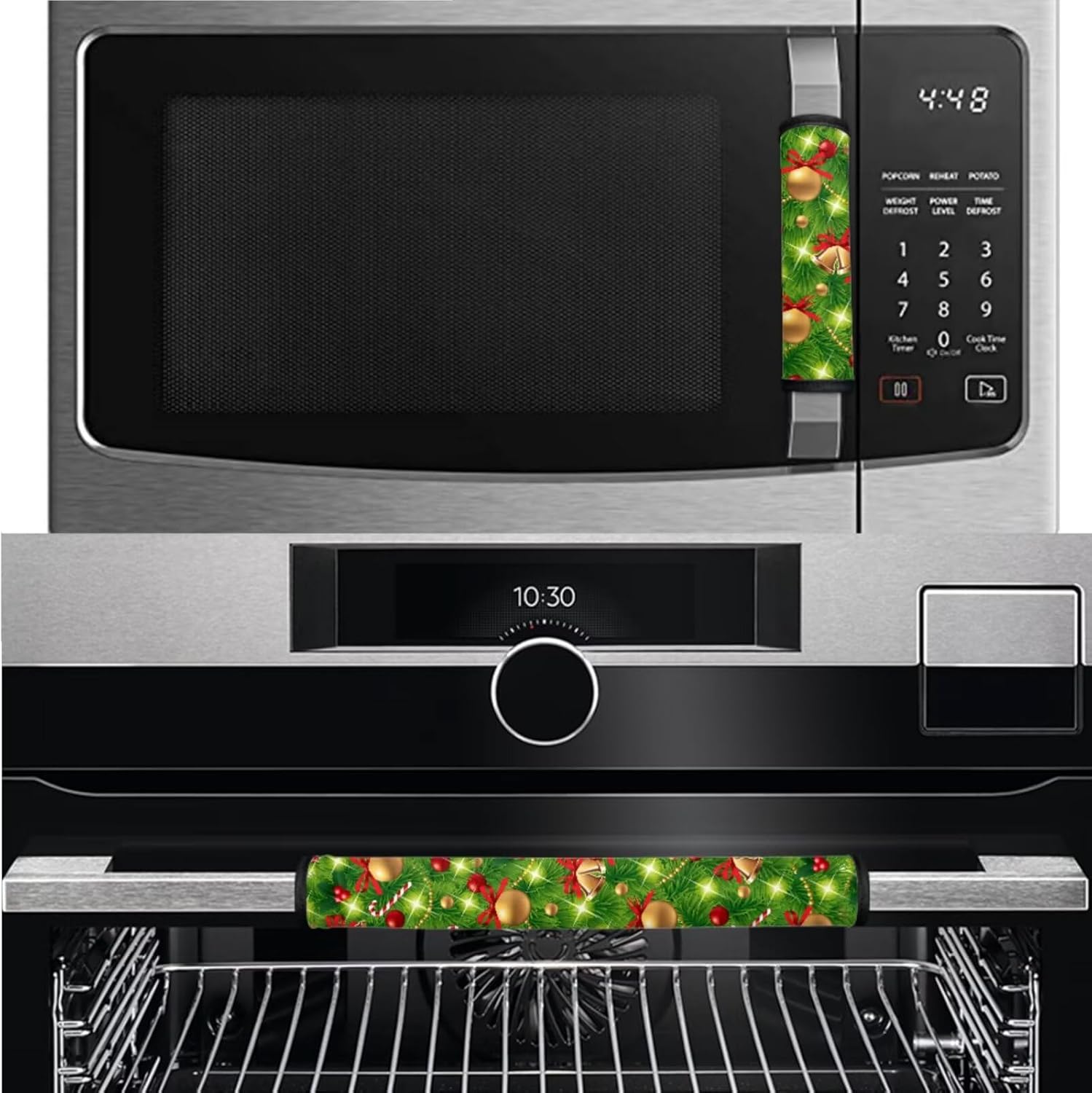 Christmas Tree Refrigerator Door Handle Covers Set of 8, Antiskid Protector Xmas Decoration for Fridge Oven Dishwasher Keep Kitchen Appliance Clean from Smudges