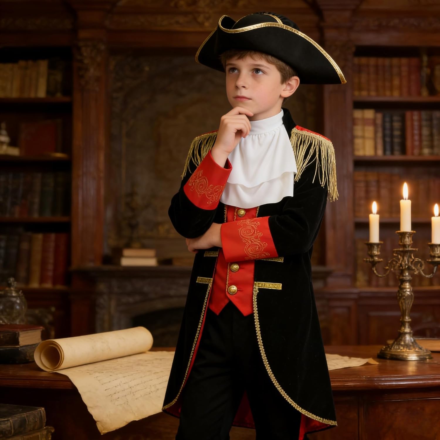 yolsun Boys Colonial Costume Boy Pioneer Costume Founding Father Costume 18th Century Historical Outfit for Cosplay