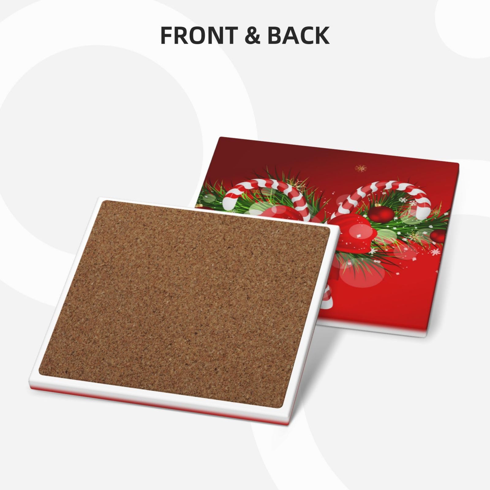 Set Di 6 Sottobicchieri Natalizi In Ceramica Assorbente - Rotondi Con