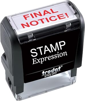 StampExpression - Final Notice! Two Lines Office Self Inking Rubber Stamp - Red Ink A-5296