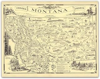 Frontier Pioneer Montana Vintage Map Cartography 11" x 14" Unframed Print Poster - A One-Page History Dedicated To the Old Timers Reproduction - Ideal for Cartophiles and Vintage Map Enthusiasts