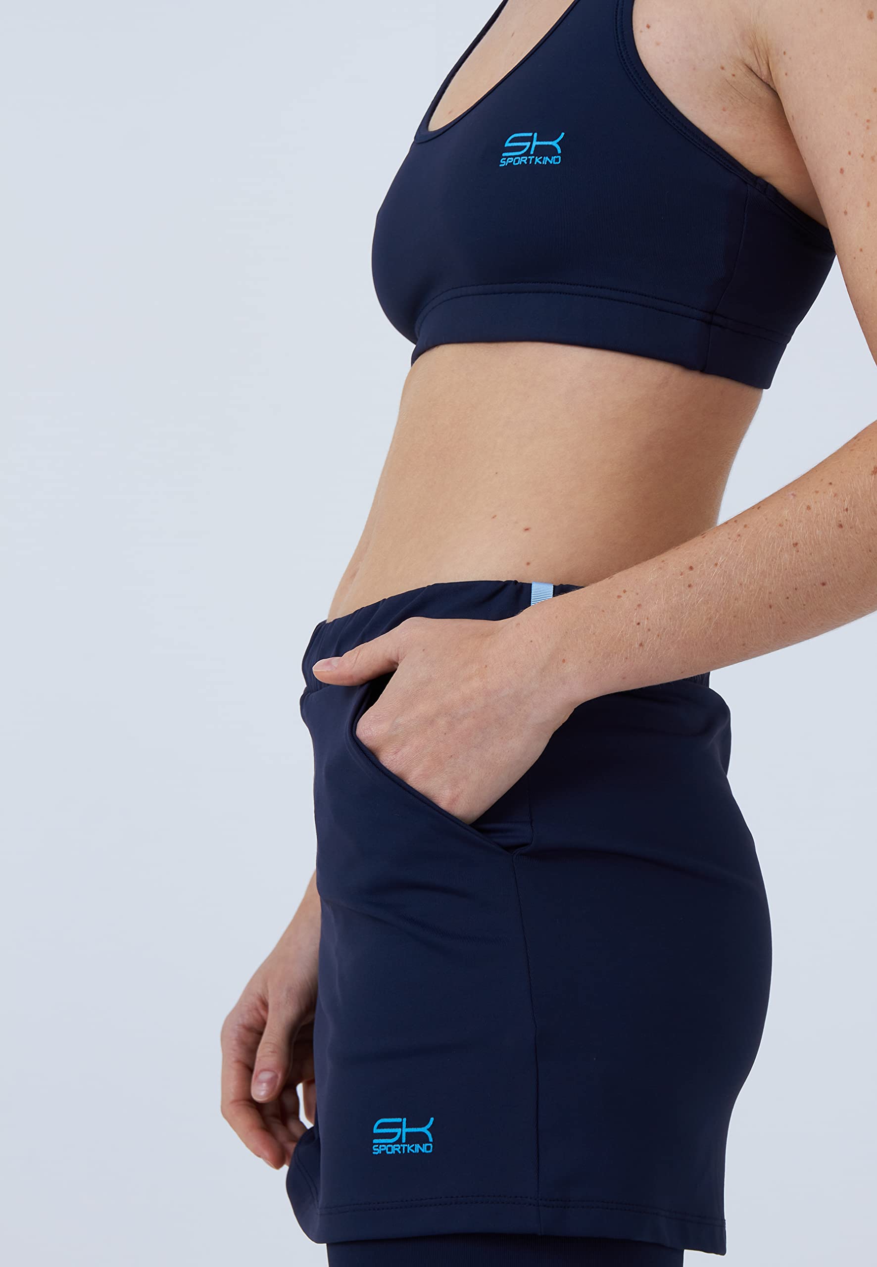 Sports Skapri 2 en 1 pour filles et femmes avec poches, taille réglable, léger, respirant, protection solaire UPF 50+
