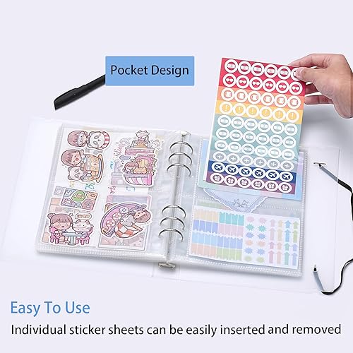 Miniatura 2 de 1 álbum de almacenamiento de calcomanías A5, organización de calcomanías para coleccionar libros, fundas para planificadores, organizadores de