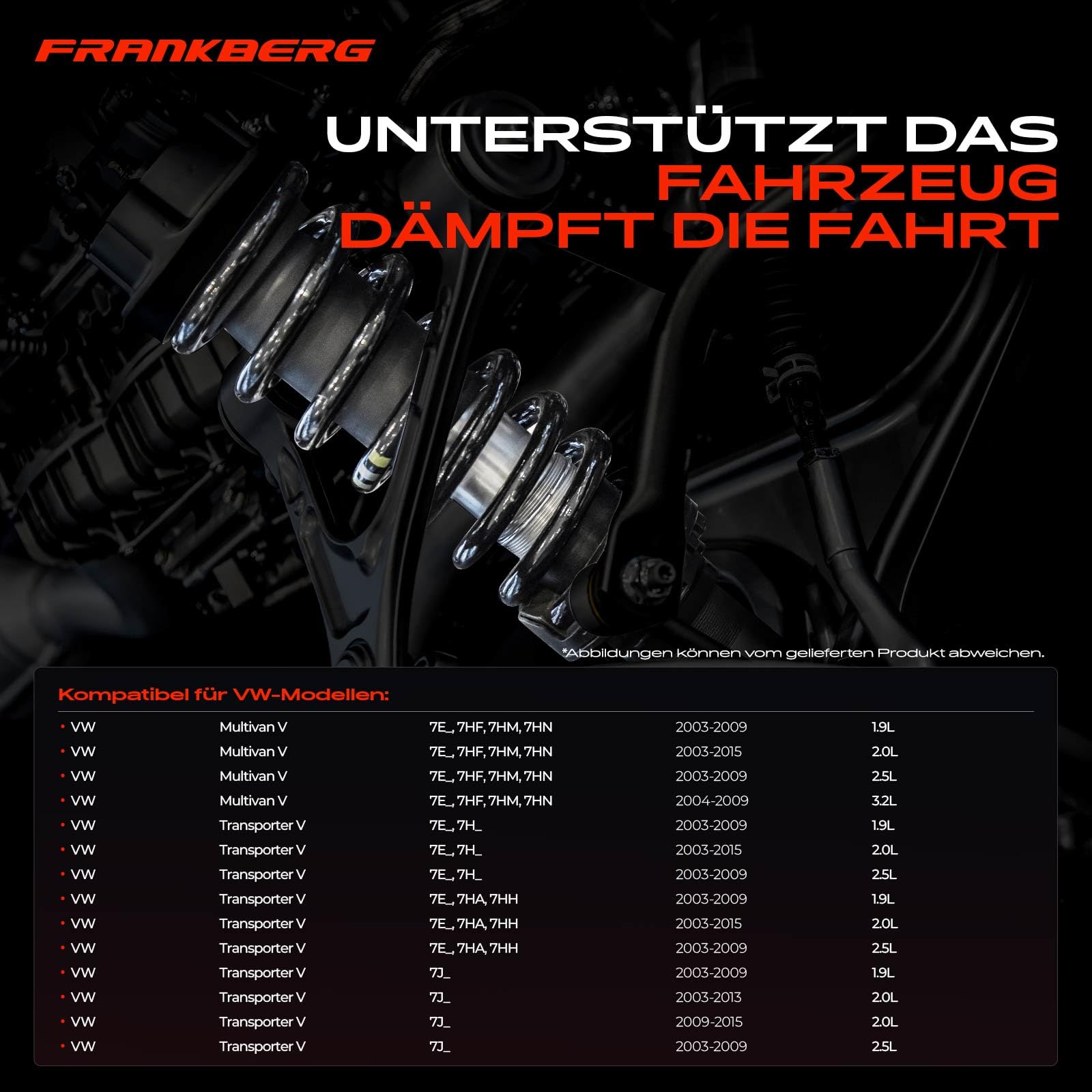 Frankberg 2x Federn Fahrwerksfeder Vorderachse Kompatibel mit Transporter V 7EA 7EH Transporter V 7EB 7EC 2003-2015 Replace# 7E0411105D