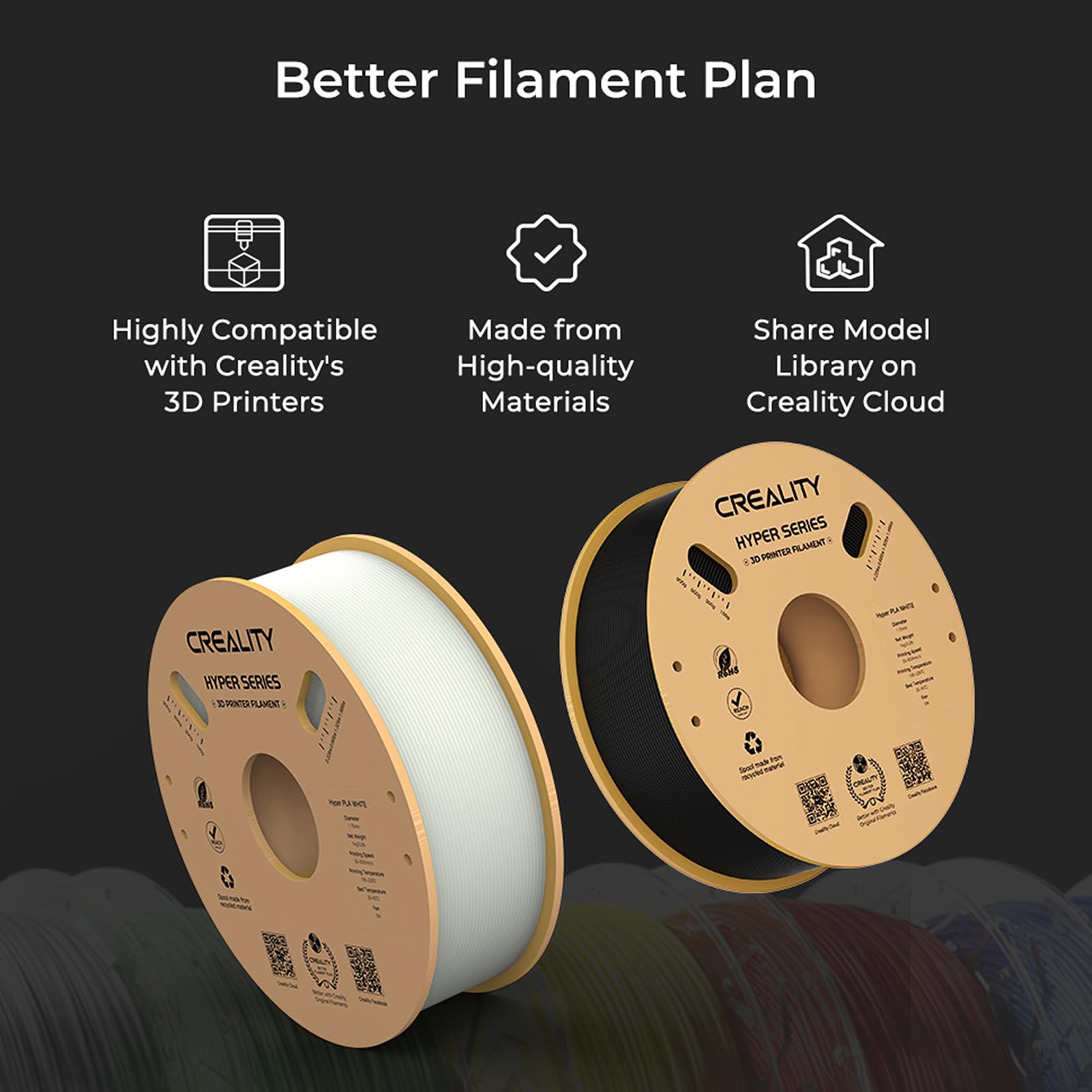 Hyper PLA Filament 1,75 mm High Fluidity 3D Printing Material Stabilna szpula do wytłaczania Rozmiar 1 kg (2,2 funta) Dokładność +/-0,03 mm, standardowy 1 rolka, szary Maiju