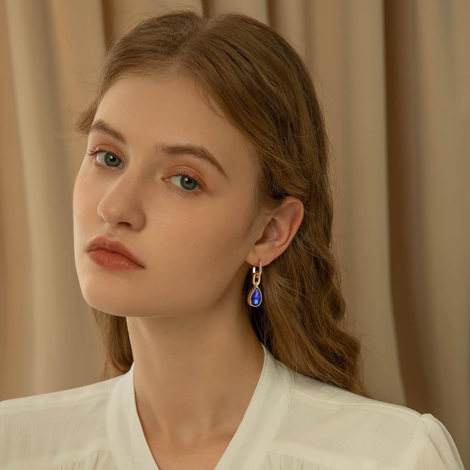 Crystals Teardrop Dangle Drop Earrings, 18K Gold Plated Hoop Earrings Zirconia Jewelry for Women Gifts - Image 3