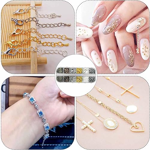 Miniatura 3 de Broches de pinza de langosta y anillos abiertos para hacer joyas, kit de hallazgos de cadena para collares, pulseras, suministros de reparación de