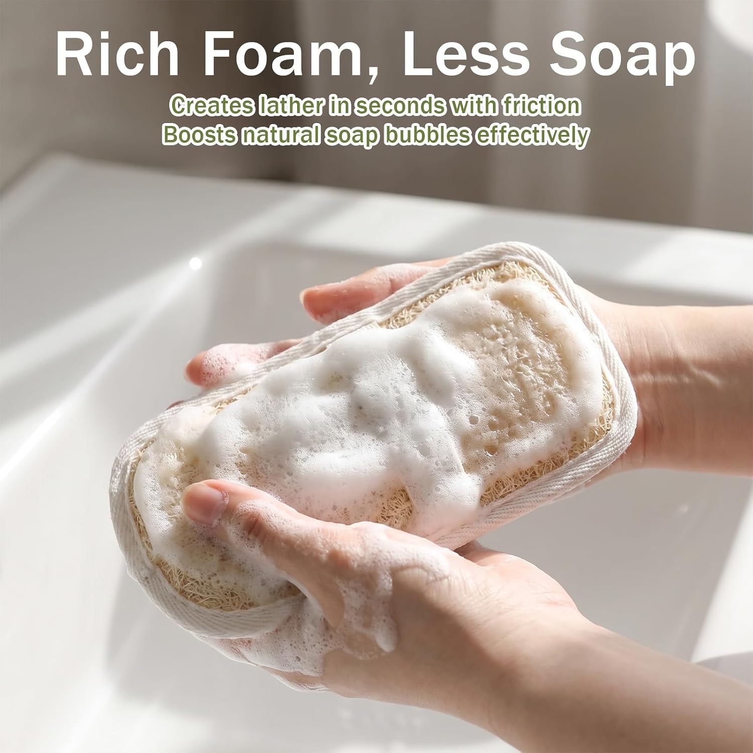 2PCS Soap Bag Made from Natural Loofah,Foaming Drying,Rough Texture