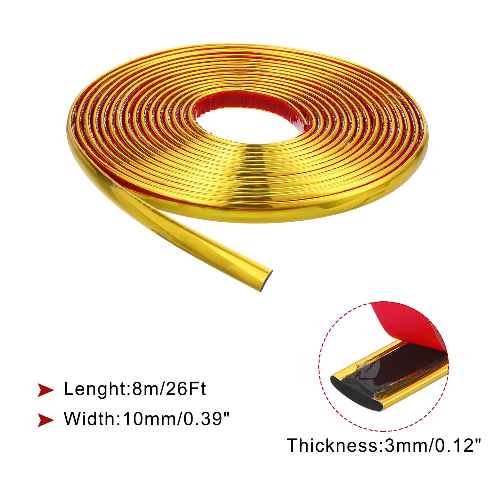 Moldura Adhesiva Flexible De PVC, 3 Metros (10 Pies) X 8 Mm - Para Decorar Bordes En Paredes, Muebles O Coches