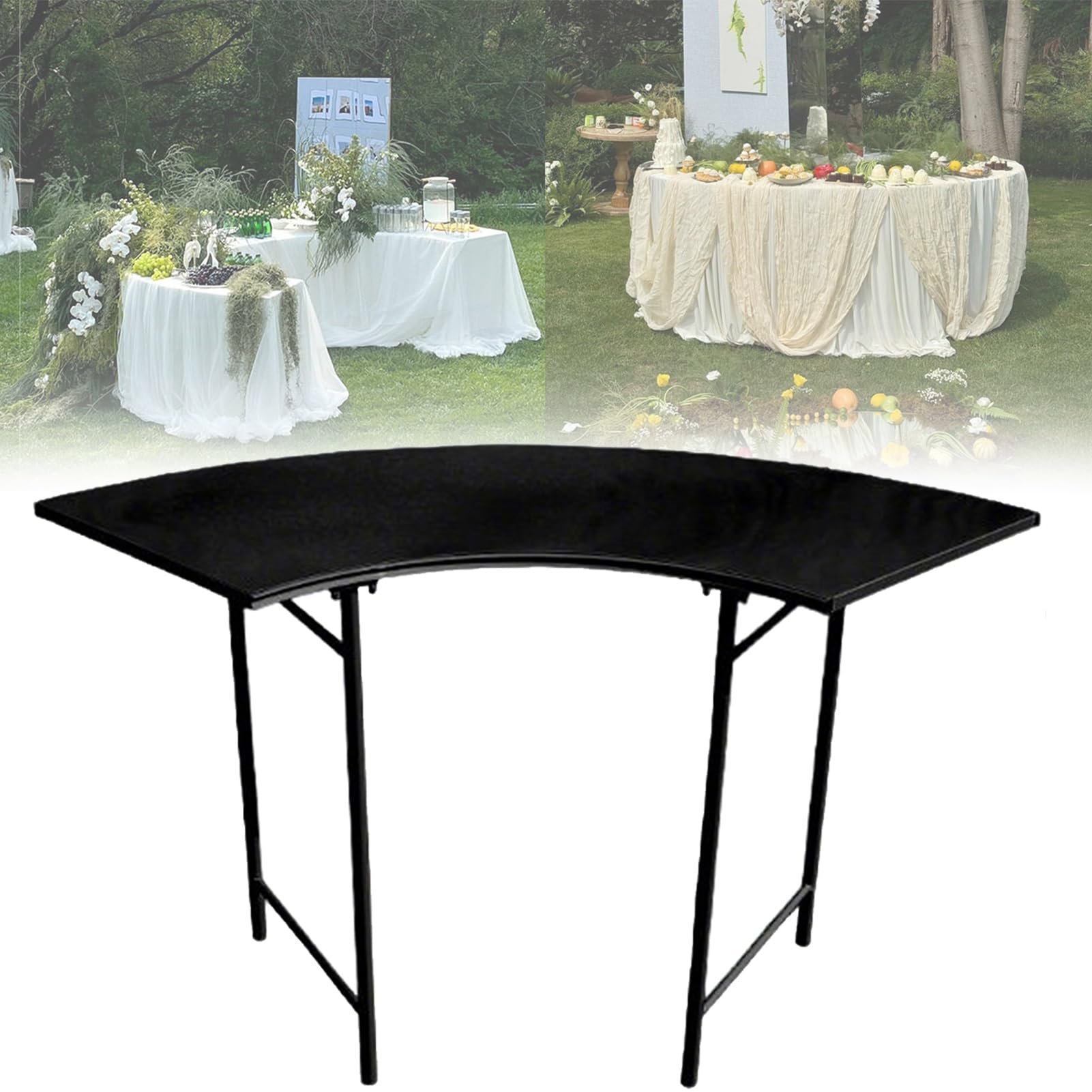 Forma S Soportes Decorativos Exhibición para Bodas Fiestas, Exteriores Soportes Metal para Pasteles, Cumpleaños Circulares Bandejas Tartas para Dulces Cupcakes(Black,50X80CM-1PCS)