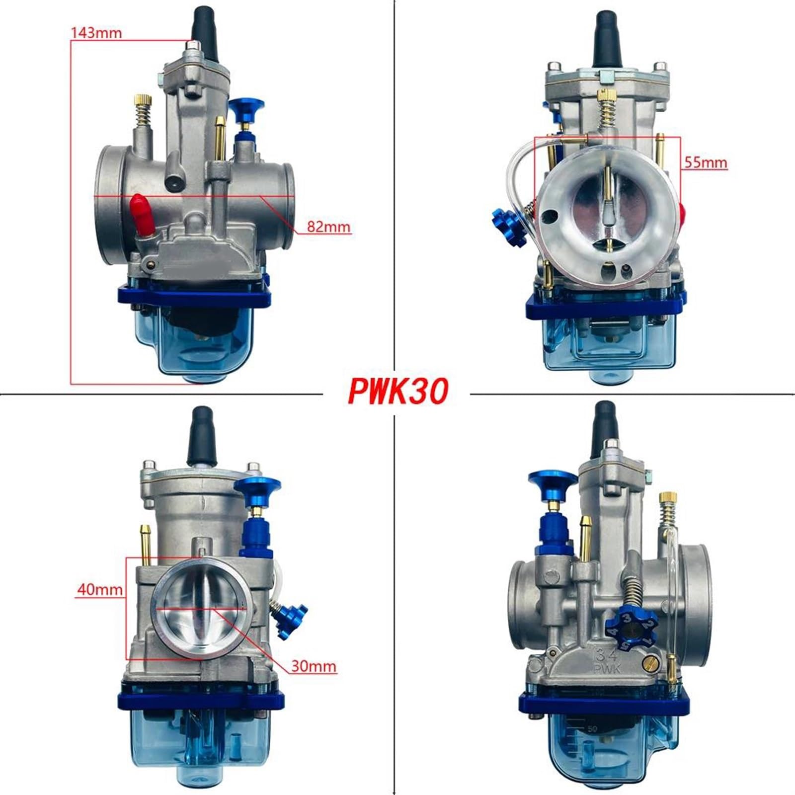 Modifica Del Coperchio Inferiore Blu Trasparente Per Il Carburatore Moto 2t 4t Tempi Per Pwk24 26 28 30 32 34mm
