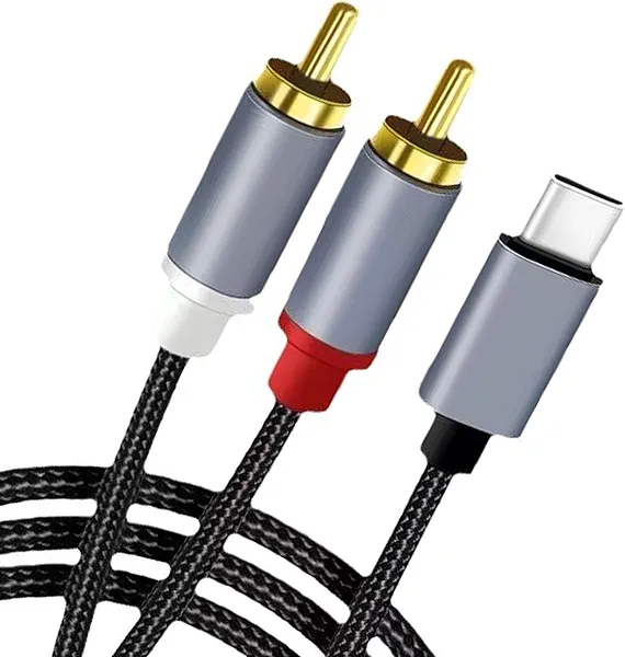 MISYNLON USB C to RCA Audio Cable, USB C to Dual RCA Stereo AUX Cord, Type C to to 2 RCA Male Jack Plug Adapter Speaker Cable, for i/Phone16 15,Phone, Laptop, Tablet,Car Stereo,Amplifier-3.2Ft