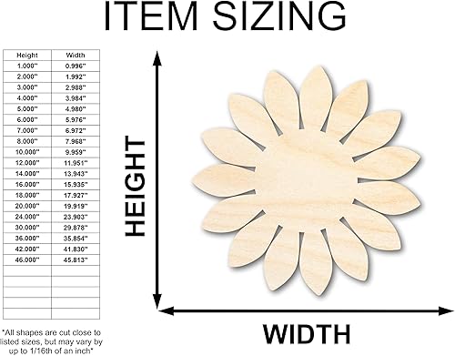 Miniatura 2 de Artesanía en forma de girasol de madera sin terminar hasta 46 pulgadas, 6 pulgadas  12 pulgadas