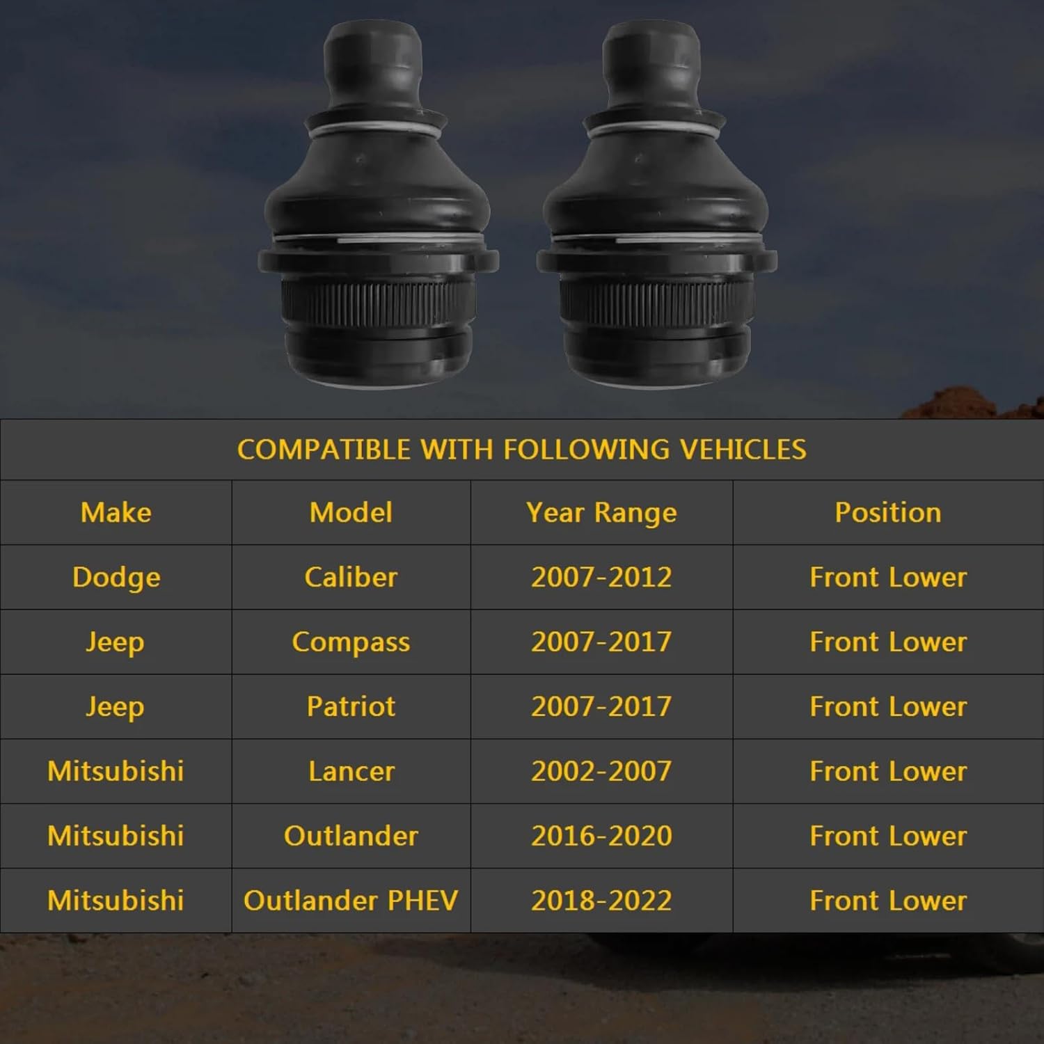 2PC Front Lower Ball Joint Kit K500063 for Jeep Compass 2007-2017, Patriot 2007-2017, Ball Joints for Dodge Caliber 2007-2012, for Mitsubishi Lancer 2002-2007