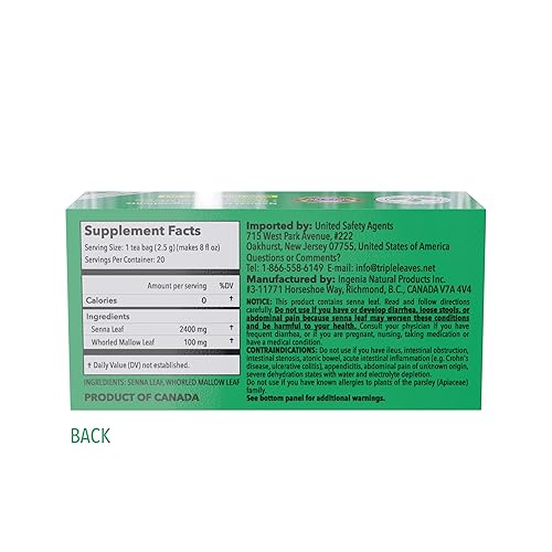 Miniatura 3 de Triple Leaves Brand Té Nutra-Slim (20 bolsitas de té), té extra fuerte para dietas