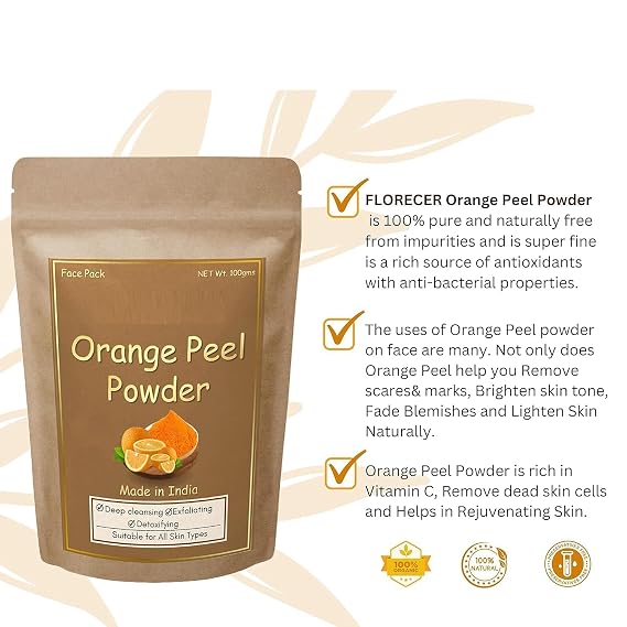 Oran.ge Peel Pow.der For Sk.in | Face Pack | Oil Control | Tan Removal | Acne And Pimpes | Scars | Glowing Sk.in | Natural Sk.in Cleanse With Vitamin C | Organic | S.kin Whitening- 100 Gram