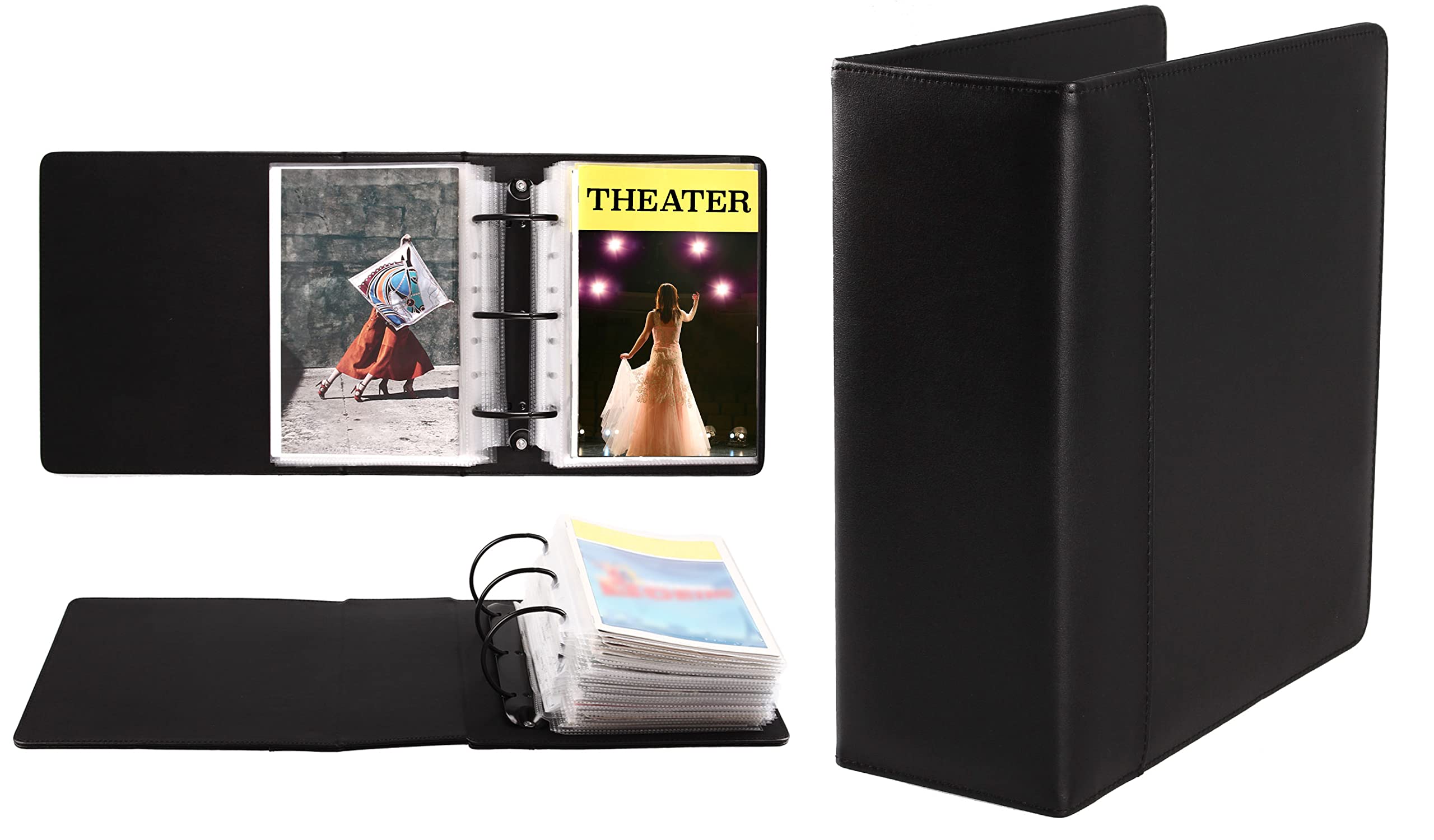 Broadway Play Program and Theater Playbill Binder with 30 Custom Sheet Protectors, PU Leather