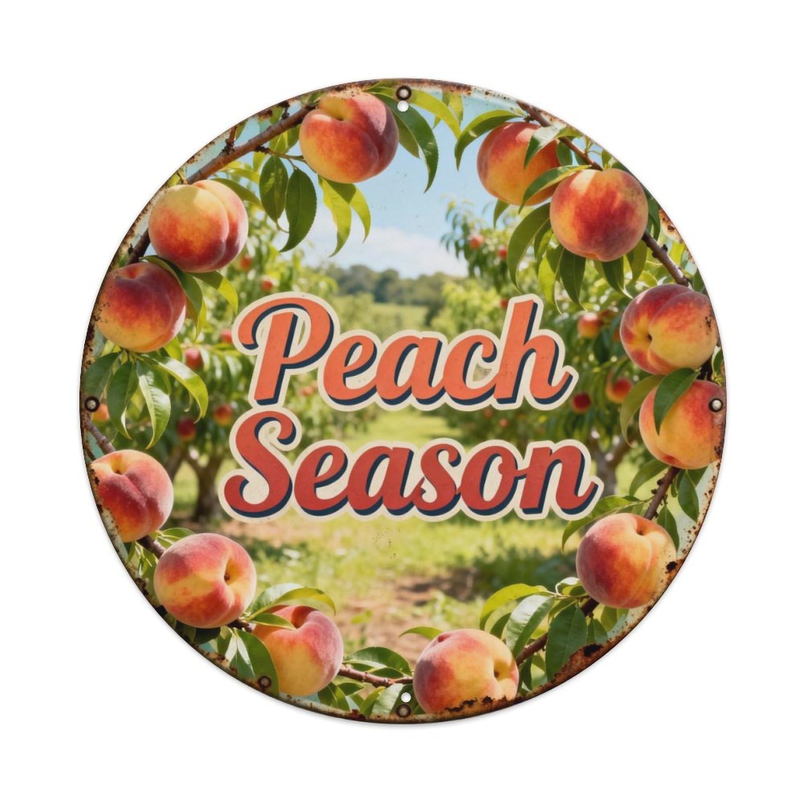 Peach Season Metal Tin Sign Plaque