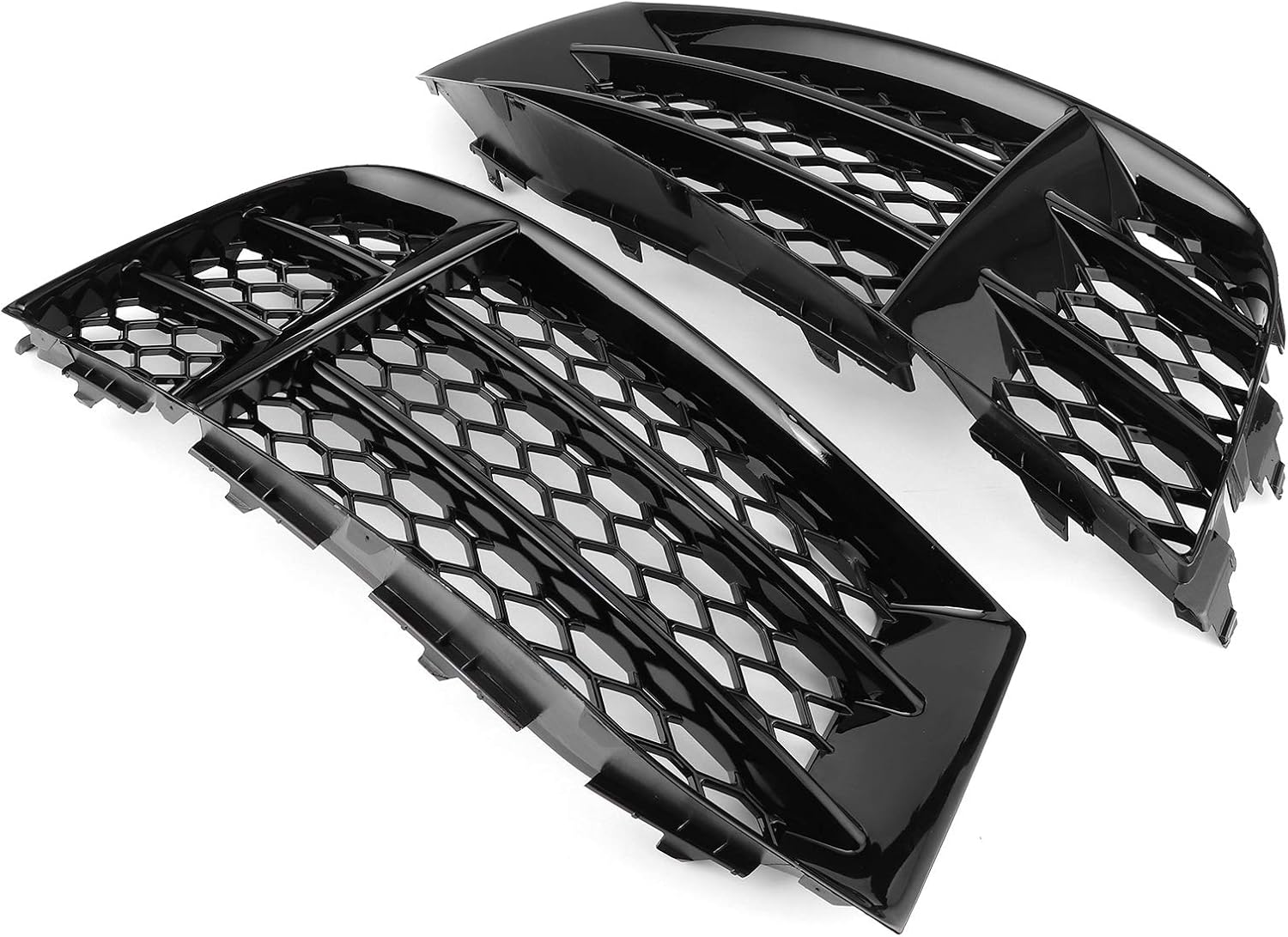 Rs5 Grill,Front Bumper Lower Fog Light Grill Grille Covers Glossy Black Honeycombs Mesh Style Front Bumper Car Fog Light Cover Vent Grille Fit for Audi RS5 B8.5 2013 2014 2015 2016