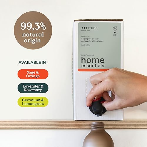Miniatura 2 de ATTITUDE Limpiador multiusos, productos multisuperficie verificados por EWG, vegano, aerosol de limpieza multiusos derivado de forma natural,