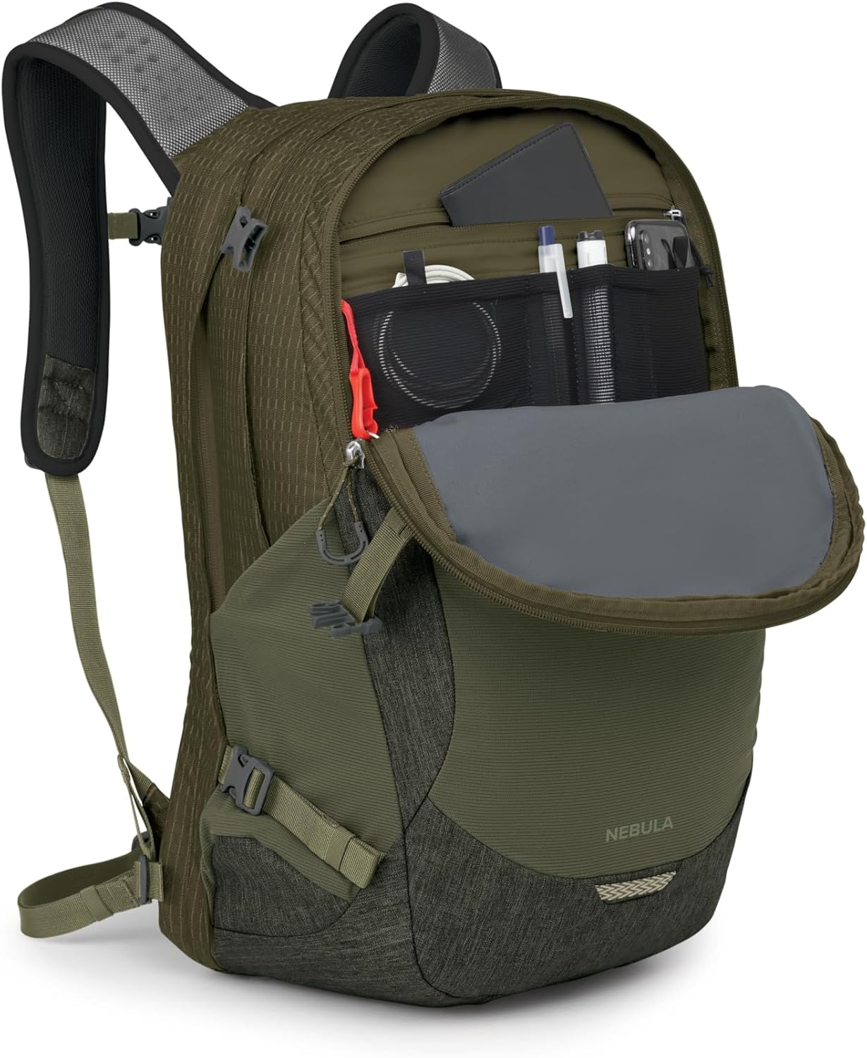 Osprey Nebula Commuter Backpack - Everyday Bag with Laptop Sleeve and Bottle Pockets, Moss Green/Earl Grey Heather - Image 8