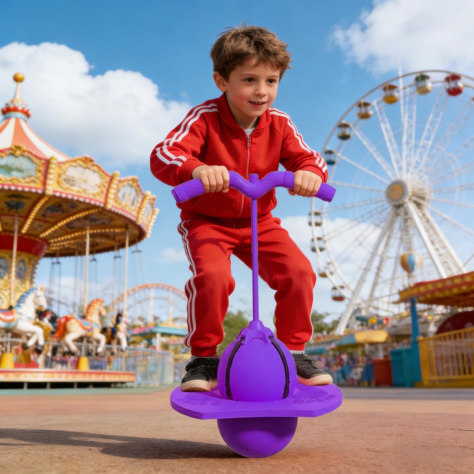 Generico Pallone Per Saltare Con Manico, Palla Per Saltare Antiscivolo, Altezza Regolabile Palla Rimbalzante, Giocattolo Rimbalzante Per Bambini Ragazzi Adulti Allenamento Equilibrio Esterno Interno