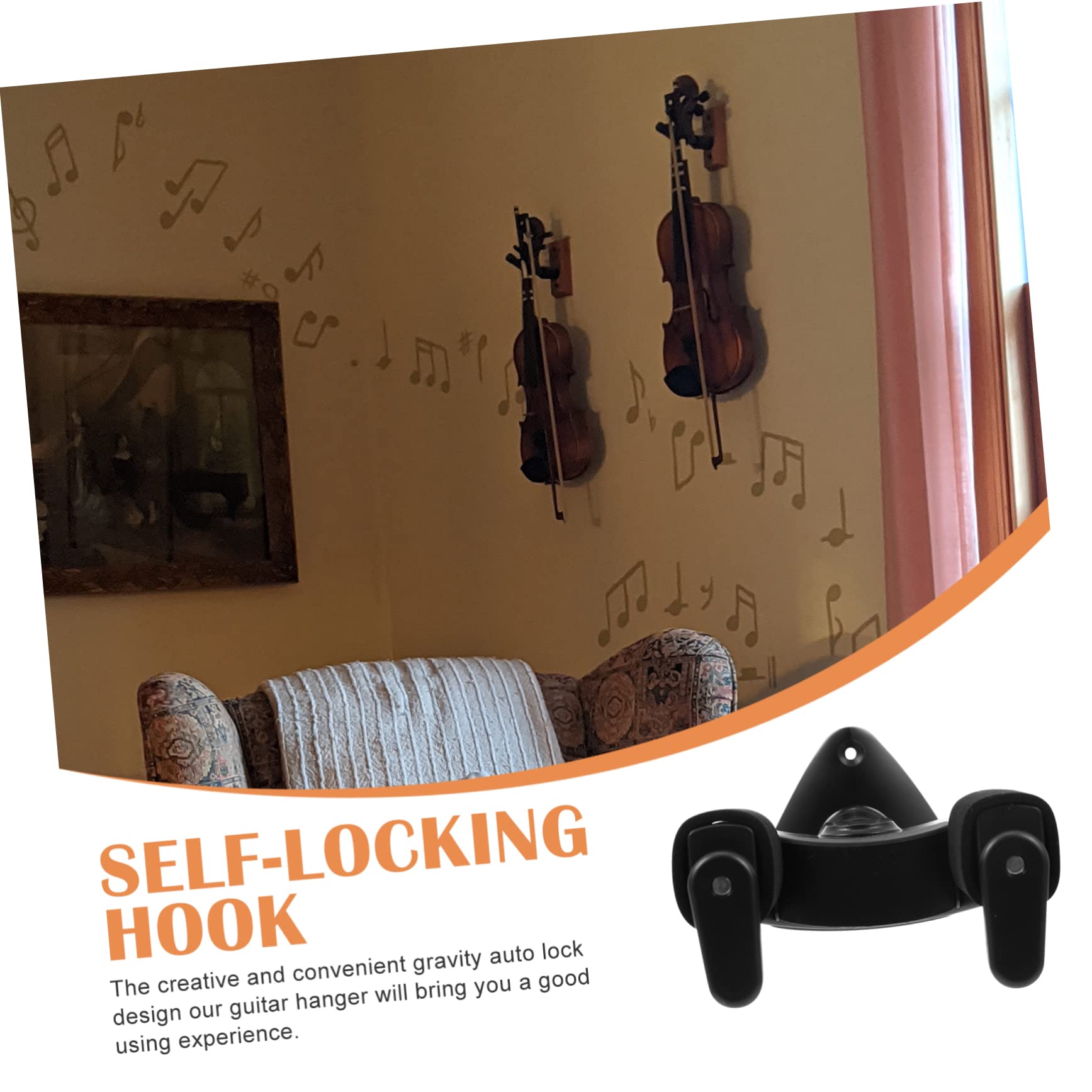 BESPORTBLE 1Set Guitar Holder Rack Wall Mounted Ukulele Hanger for Electric Acoustic and Bass Guitars Stable Easy to Install Space Saving Design present for Music Lovers