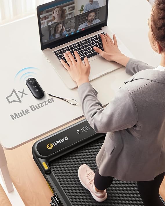 UREVO 2.5HP Smart Walking Pad with APP Control, 2 in 1 Double Shock Absorbent Foldable Treadmill with Remote Control & LED Display, 1-10 km/h Under Desk Treadmill for Home Office, Strol 2E