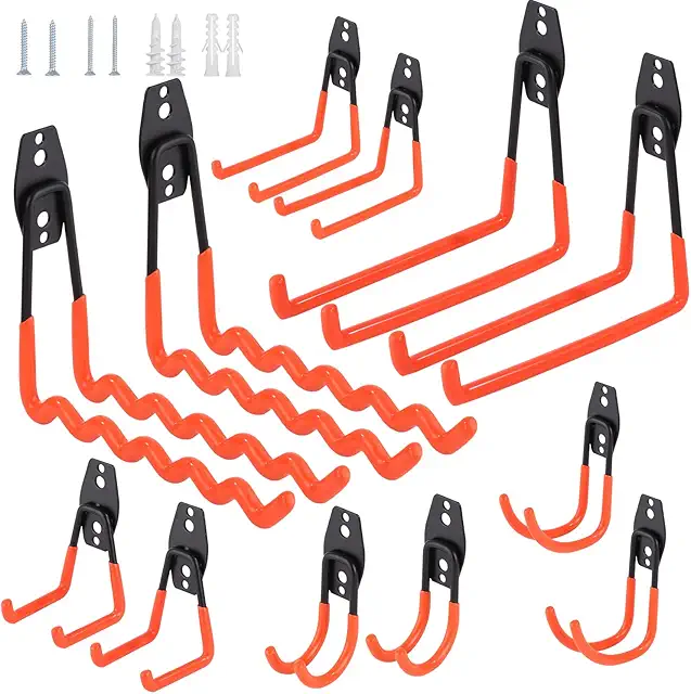 Imagen relacionada con Ganchos de Garaje Resistentes 12 Pcs, Ganchos Doblede Universal con Revestimiento Antideslizante para Garaje, Ganchos Pared de Almacenamiento Pesados, para Escaleras, Bicicletas, Equipo Deportivo