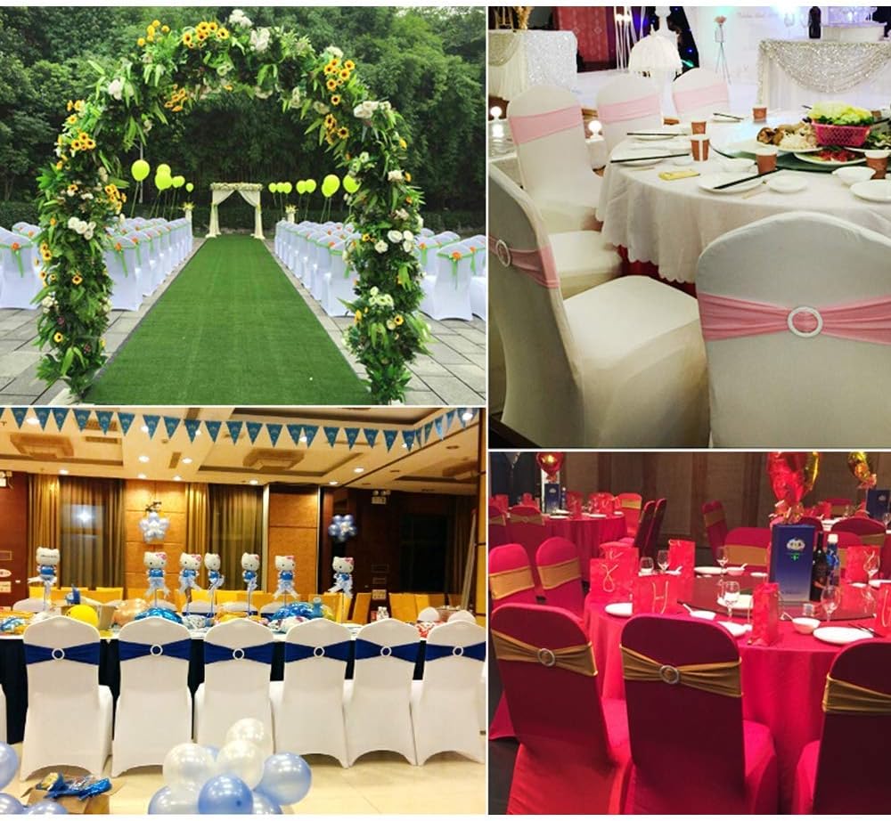 100PCS Wedding Chair Decorations Stretch Chair Bows and Sashes for Party Ceremony Reception Banquet Spandex Chair Covers slipcovers (100, Champagne)