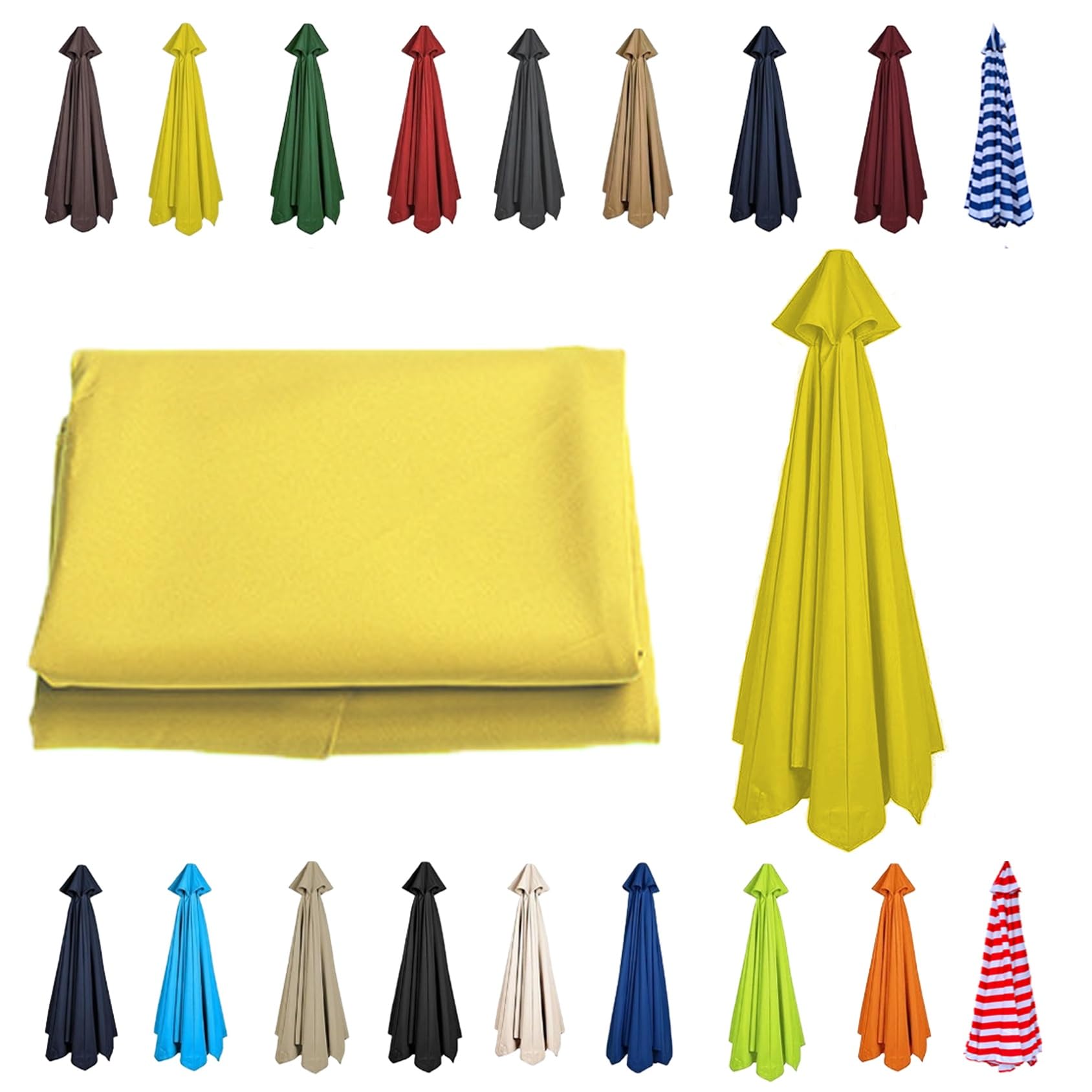 CMJYMX 6/8 Arms Patio Replacement Parasol Canopy | Sun Umbrella Replacement Cloth 230cm/270cm/300cm | Waterproof Umbrella Replacement Top Shade Fabric Cover(Yellow,8 RIBS: 300CM/9.8FT)