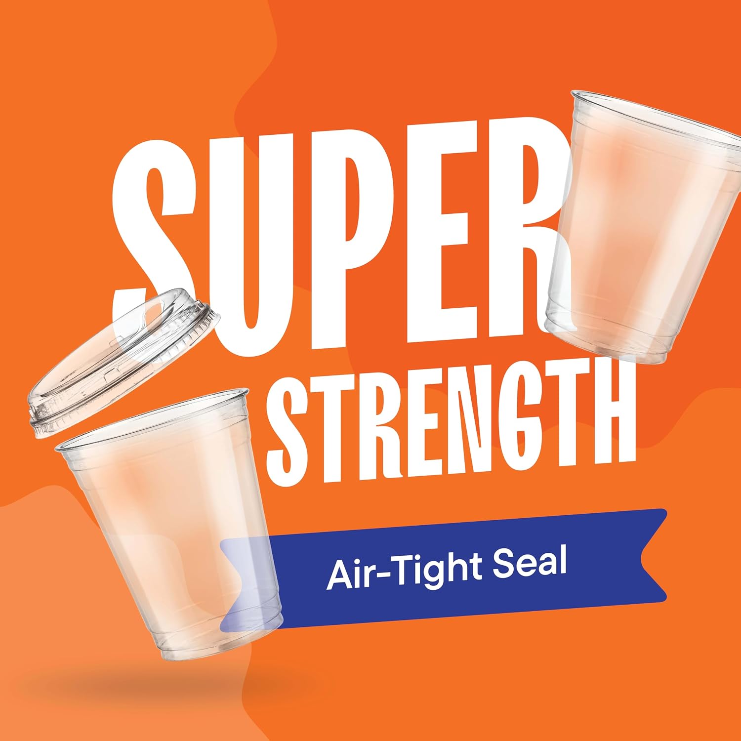 16 oz Clear Plastic Cups with Strawless Sip-Lids [50 Sets] PET Crystal Clear Disposable 16oz Plastic Cups with Lids - Crystal Clear, Durable Cup - BPA Free + Crack Resistant, for Coffee, Juice, Shakes image 4