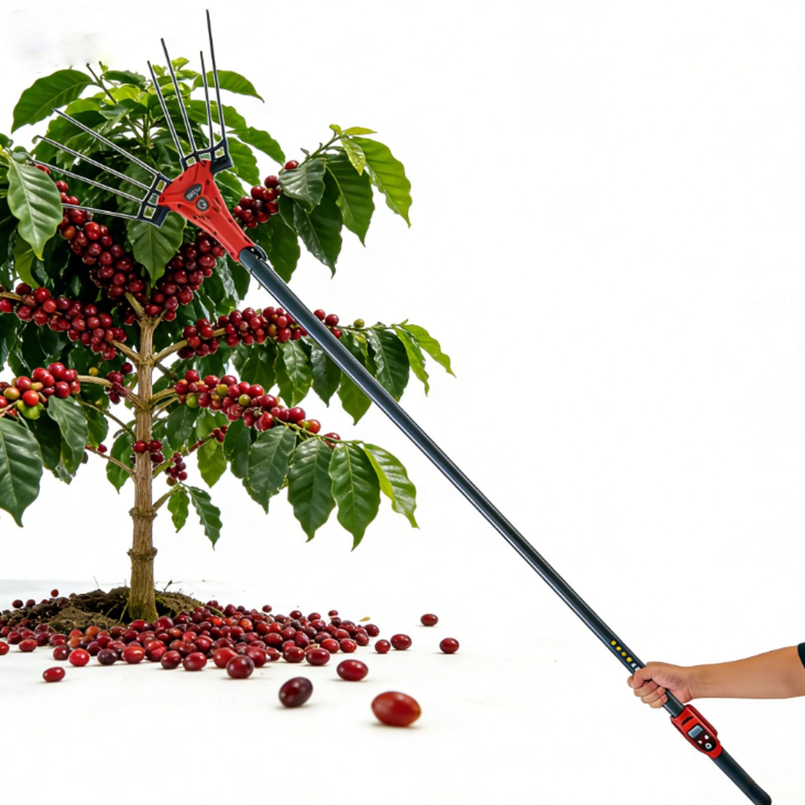 Cosechadora Eléctrica De Aceitunas/Frutas con Pértiga Telescópica De 1,74 A 3 Metros, Herramienta Inalámbrica Tipo Mochila para Recoger Fruta, Sacudidor Eléctrico De Árboles 600W
