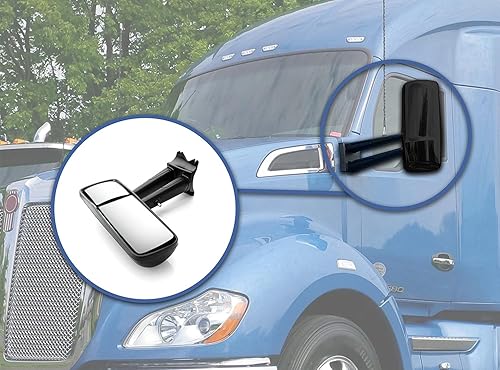 Miniatura 3 de KOZAK - Espejos negros para puerta con brazos (lado derecho y conductor izquierdo) compatibles con semirremolques Kenworth T680 T880, juego de 2