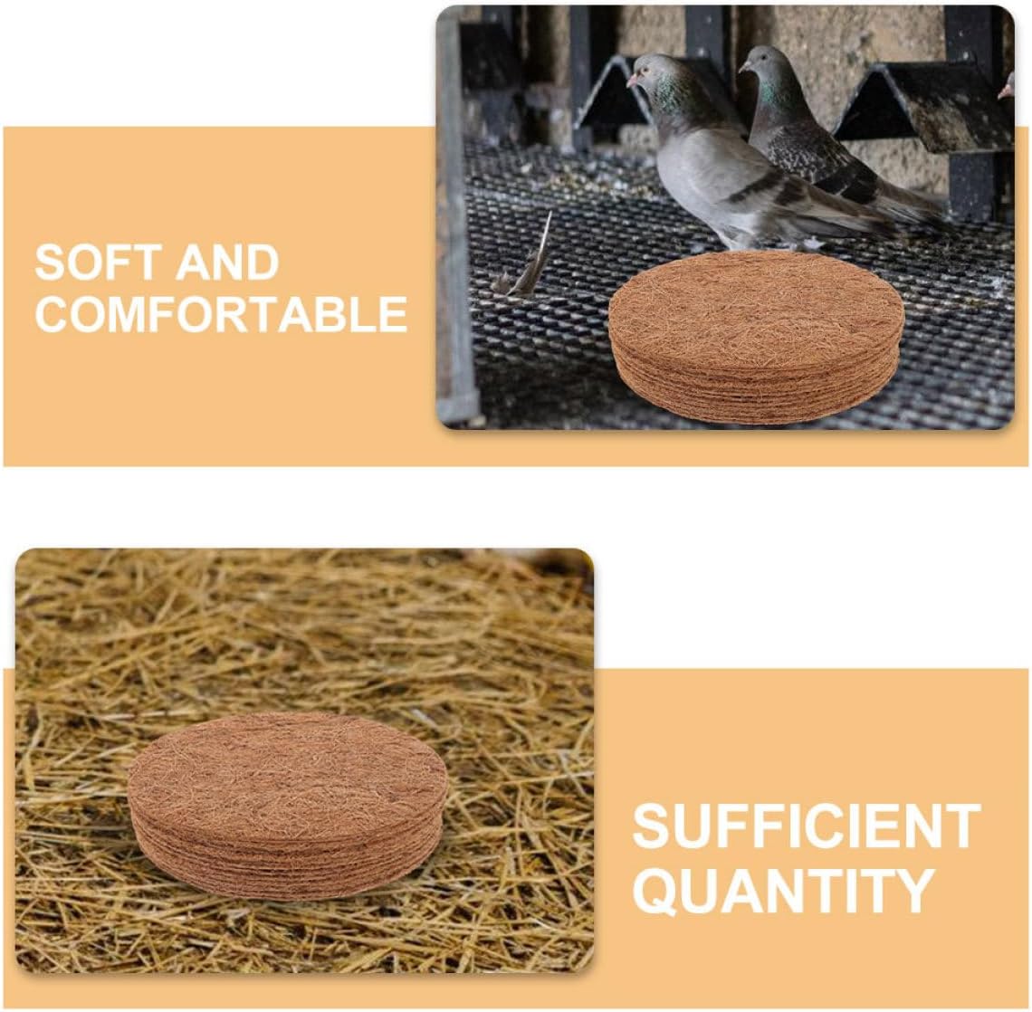 SEWACC 10pcs Natural Coconut Fiber Nest Pads for Small Animals Pigeons Parrots Comfortable Nesting Cushions for Bird Cages Egg Hatching Support Environmentally Friendly
