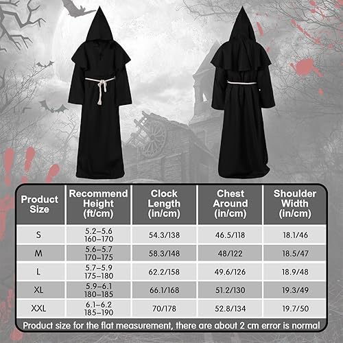 Miniatura 4 de Disfraz de monje para adulto, bata medieval con capucha, disfraz de sacerdote renacentista, disfraz de Halloween para hombre