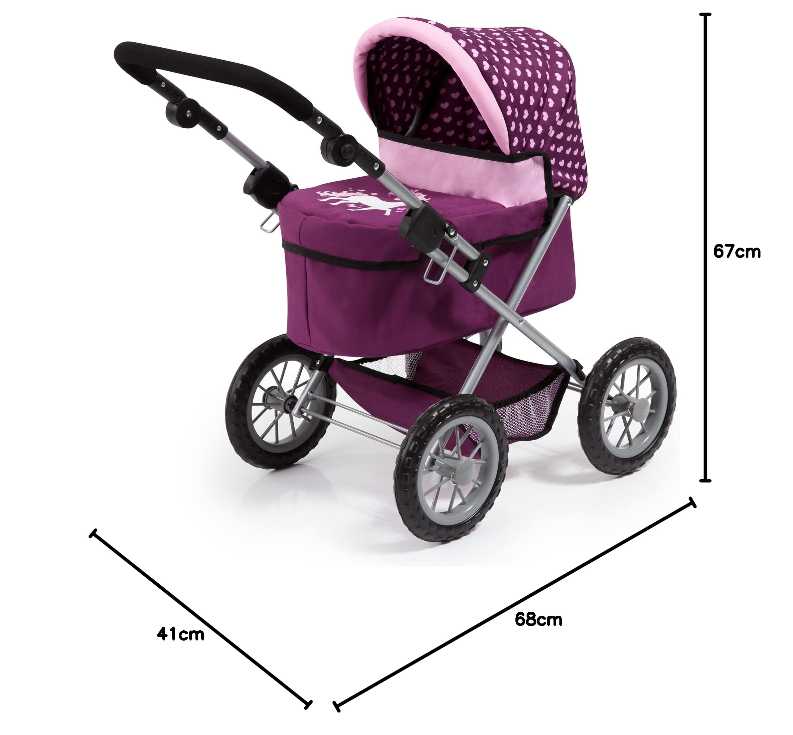 Bayer Design, Cochecito de muñeca, Trendy, Morado, Rosa, 13037AA | ciruela