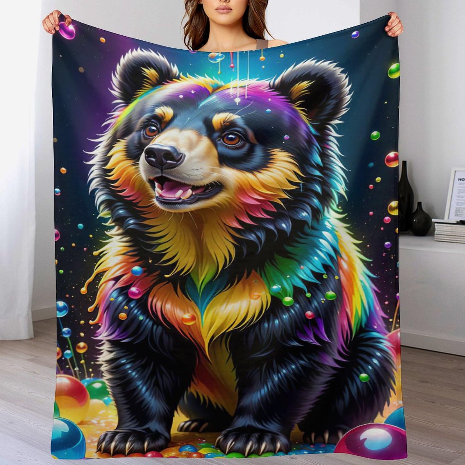 Couverture polaire ours plaid doux et chaud pour canapé-lit