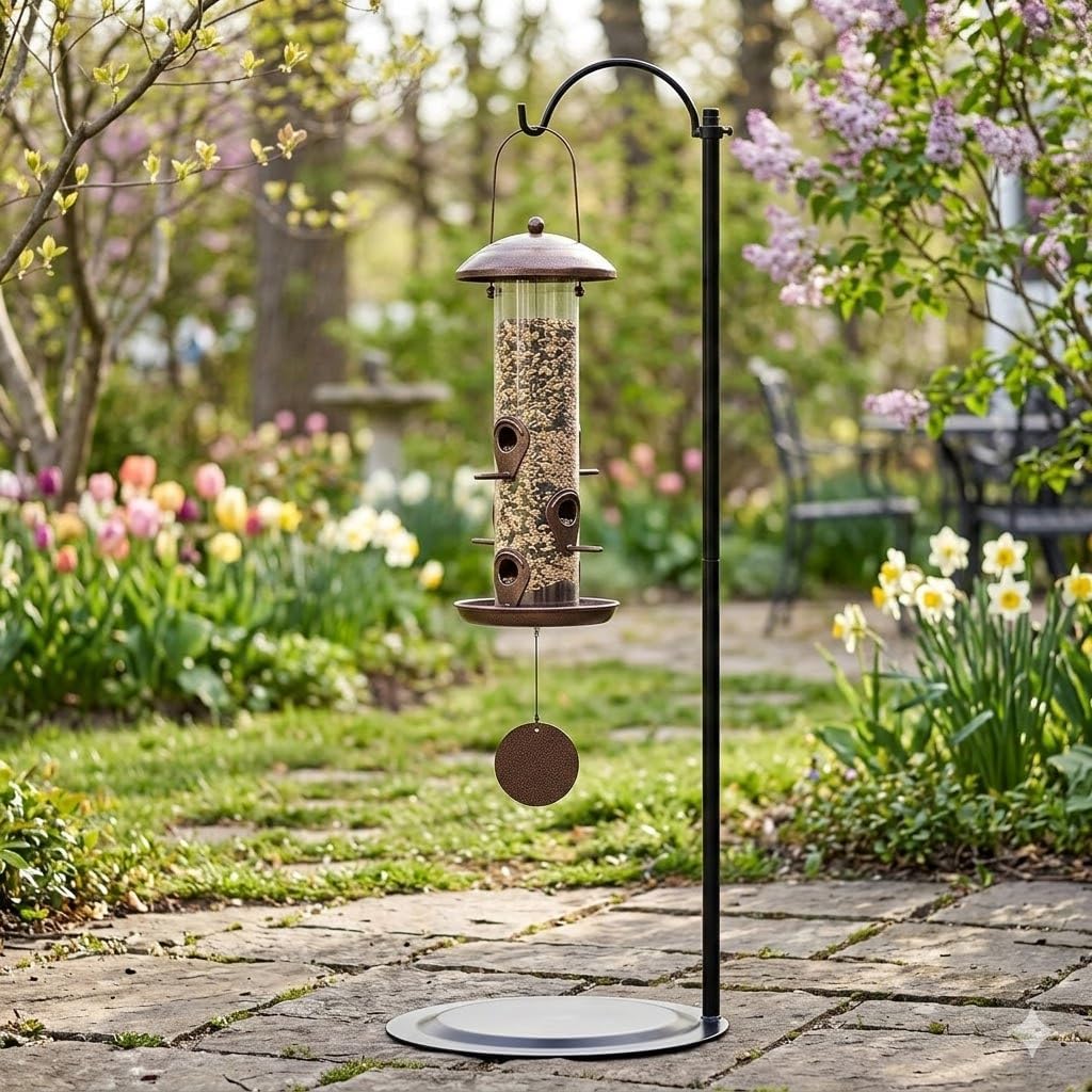 HOHIYA 36″ Adjustable Wind Chime Stand Heavy Duty Outdoor Metal Hanging Pole for Wind Chimes Lanterns Hummingbird Feeders and Solar Lights Indoor Outdoor Garden Decor Black, 4.4 lb Load Made in Taiwan