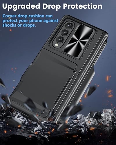 Miniatura 5 de Viaotaily Funda para Galaxy Z Fold 4 con soporte para bolígrafo S, tarjetero y protección de bisagra, protector de pantalla integrado y cubierta de