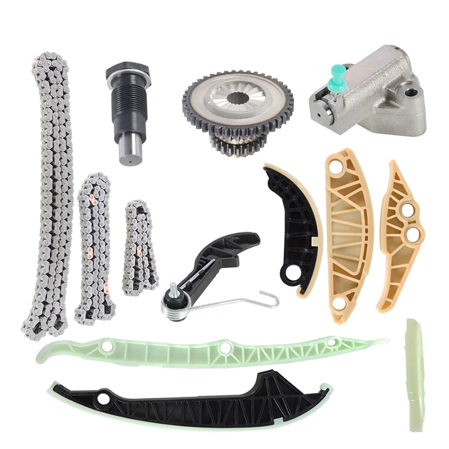 WFLNHB Timing Chain Kit and Tensioner Guide Rail and Oil Pump Chain 06H198119 Replacement for Jetta Golf Passat A3 Tt Seat Alhambra Leon Skoda Superb