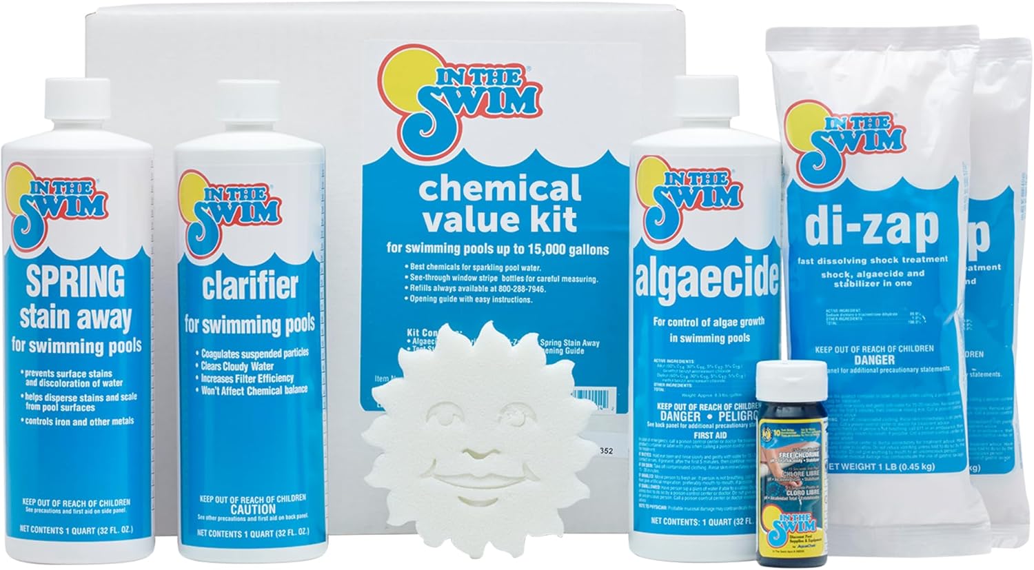 In The Swim Deluxe Swimming Pool Chemical Value Kit – for Above Ground and In-Ground Pools – Treats Up to 15K Gallons