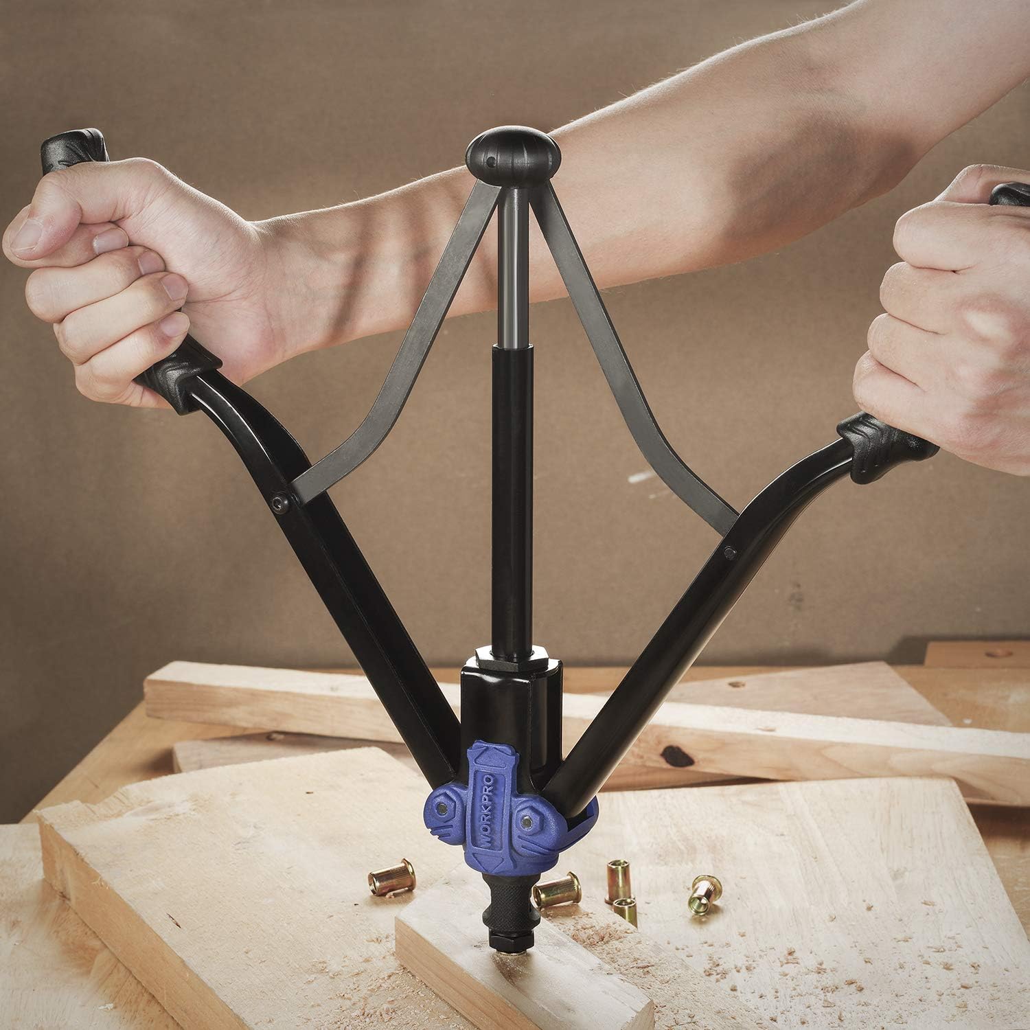 WORKPRO 15" Hand Rivet Nut Setter Kit - 79-Piece High Leverage Rivet Nut Tool with Metric & SAE Mandrels and Nuts