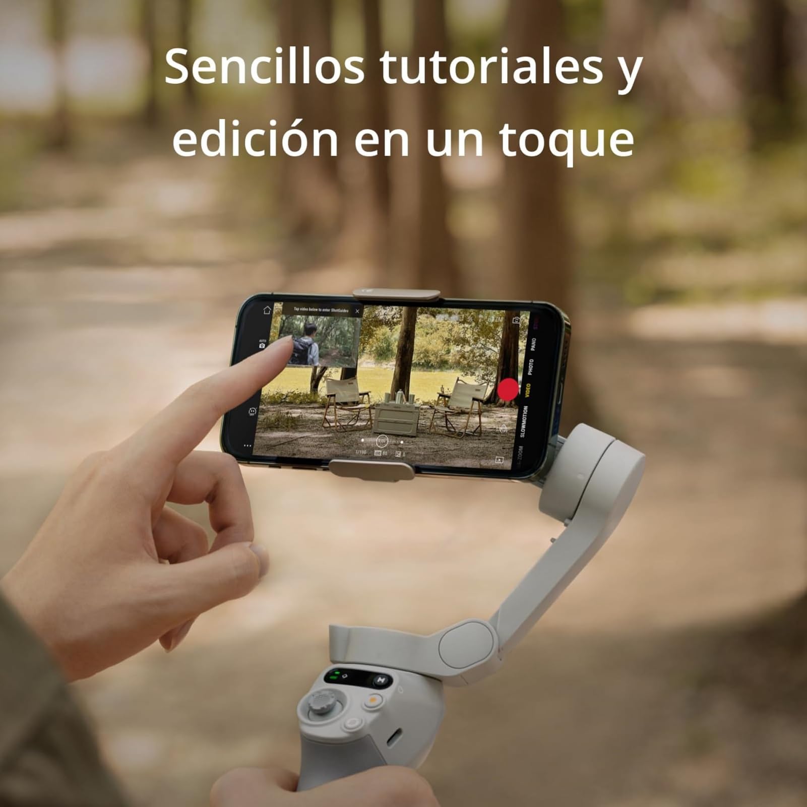 DJI, Estabilizador inteligente Osmo Mobile SE en tres ejes para teléfonos, portátil y plegable, brazo extensible integrado, para Android y iPhone con ShotGuides, para videoblogs, YouTube y TikTok